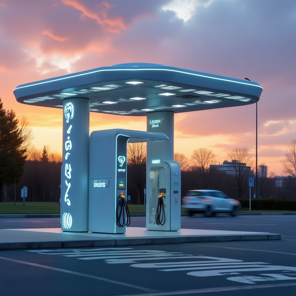 Punto de carga para vehículos eléctricos en una estación YPF